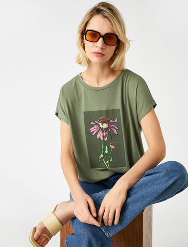 T-shirt Dead SunFlower vert - Usolo Outfitters-KOTON