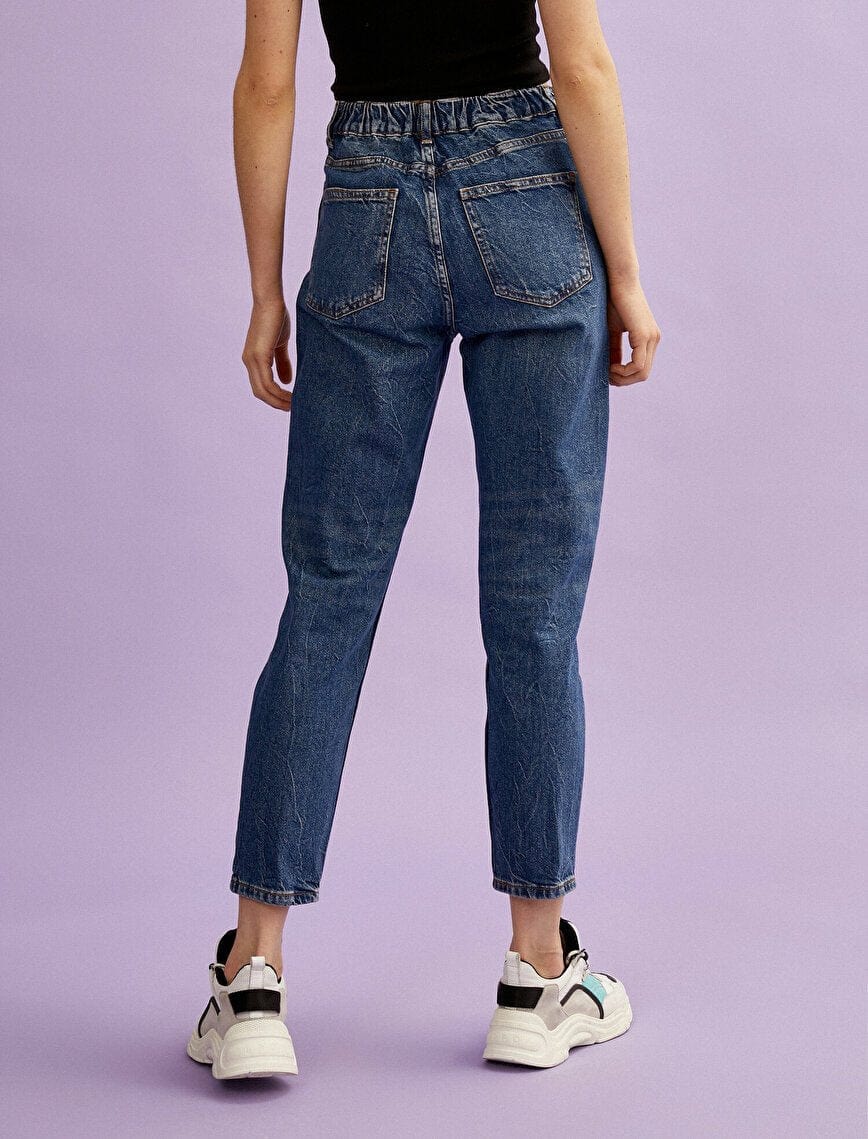Destructed Mom Jeans in Medium Wash - Usolo Outfitters-KOTON