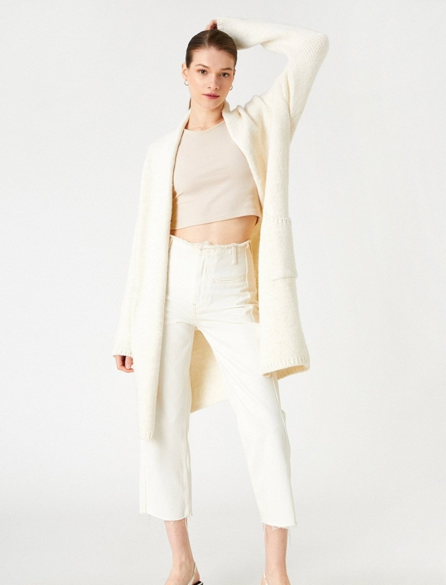Duster Cardigan in White Usolo Outfitters - Main Image