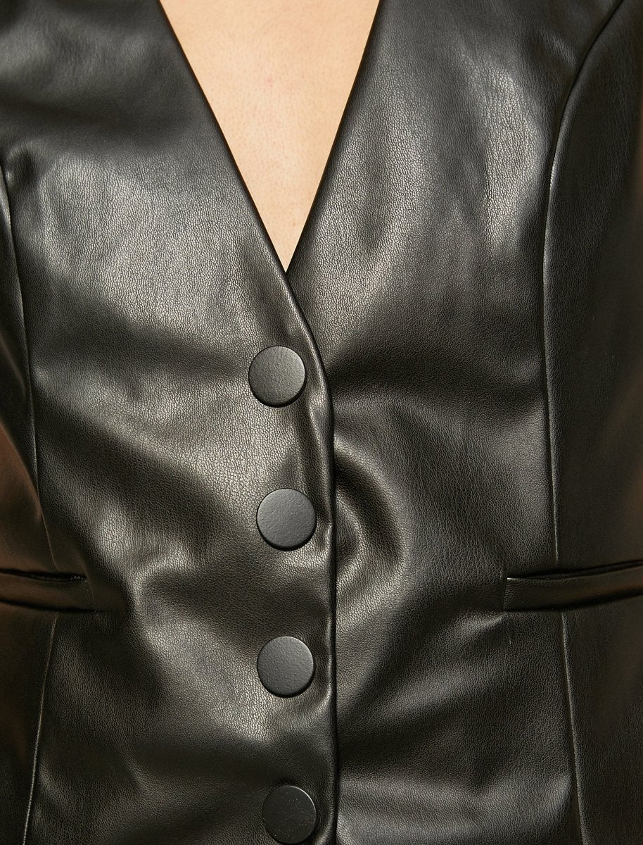 LaVento Women's Oversize Plush Fur Faux Leather Vest