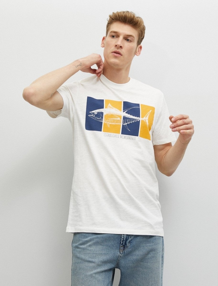 Fish Graphic Tshirt in White - Usolo Outfitters-KOTON