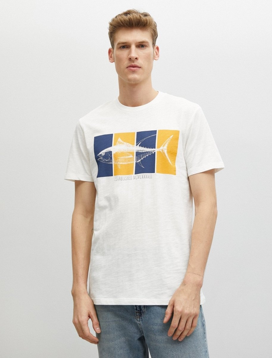 Fish Graphic Tshirt in White - Usolo Outfitters-KOTON
