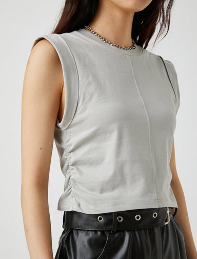 T-shirt moulant ajusté à manches courtes en gris - Usolo Outfitters-KOTON