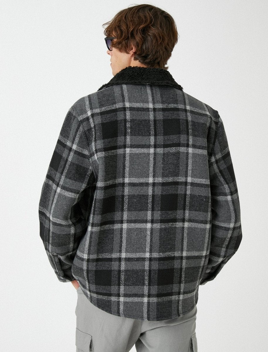 Flannel Shacket in Black - Usolo Outfitters-KOTON