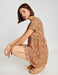 Floral Mini T-Shirt Summer Dress in Brown - Usolo Outfitters-KOTON