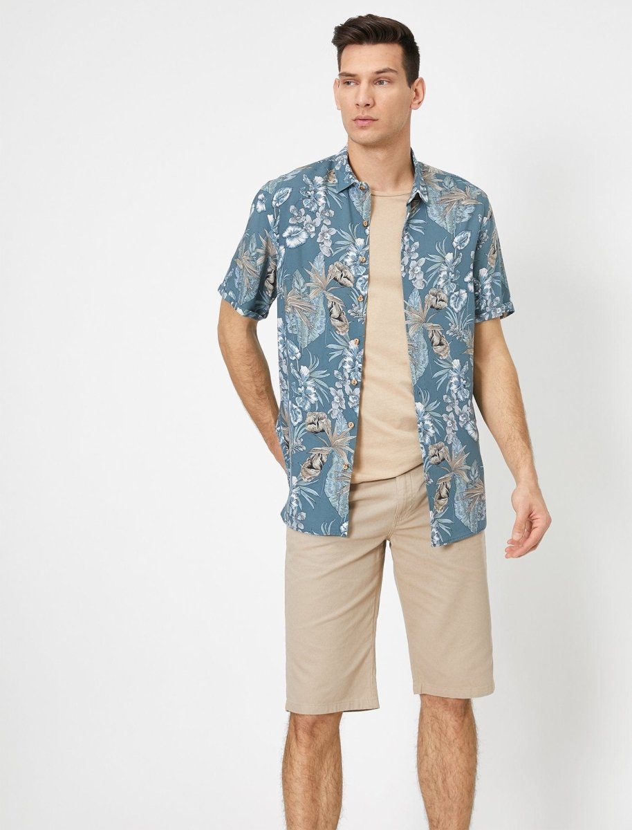 Floral Print SS Shirt in Blue - Usolo Outfitters-KOTON