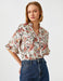Floral Ruffle Shirt Sleeve Blouse in Cream - Usolo Outfitters-KOTON