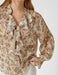 Floral Ruffle V-Neck Blouse in Beige - Usolo Outfitters-KOTON