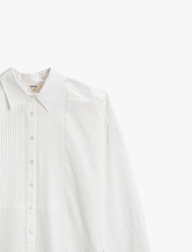 Front Detail Buton-Up Poplin Shirt in White - Usolo Outfitters-KOTON