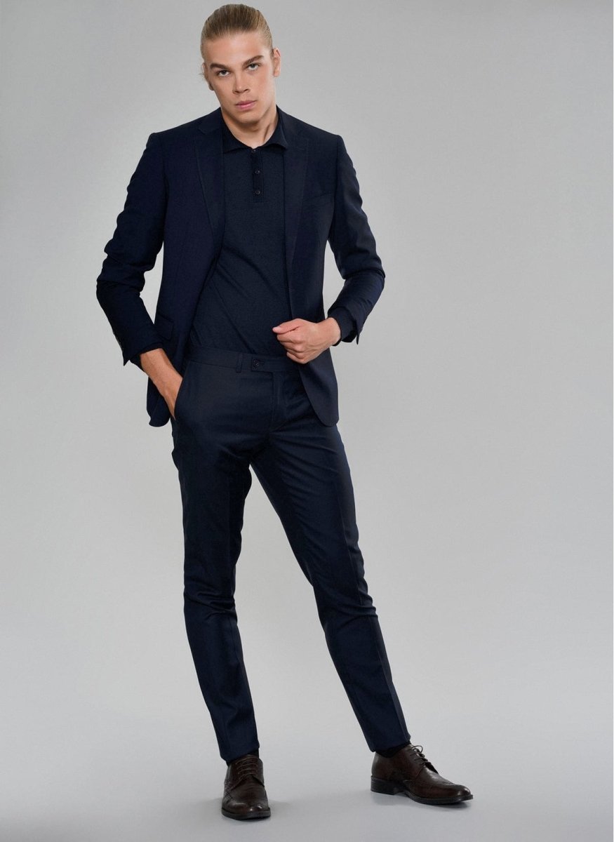 Fully-lined Item Blazer in Navy - Usolo Outfitters-PEOPLE BY FABRIKA