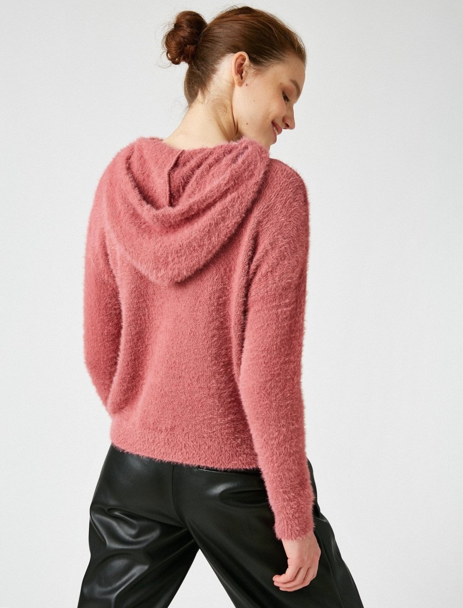 Fuzzy Hoodie Sweater in Tea Rose - Usolo Outfitters-KOTON