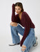 Fuzzy V Neck Sweater in Merlot - Usolo Outfitters-KOTON