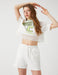 Graphic Boxy Mesh Crop T-shirt in White - Usolo Outfitters-KOTON