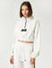 Half Zip Cropped Sweatshirt in White - Usolo Outfitters-KOTON