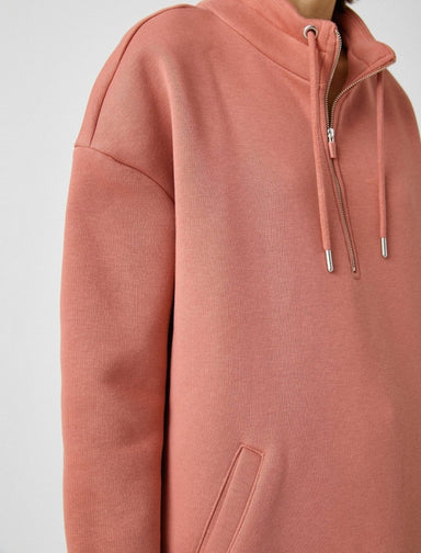 Half-Zip Funnel Neck Sweatshirt in Rose - Usolo Outfitters-KOTON
