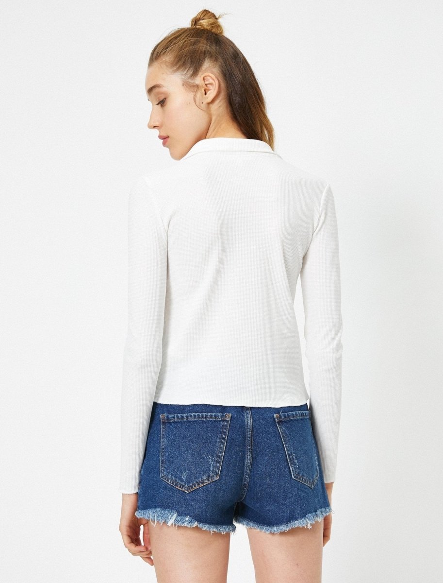 Half Zip Mock Neck Sweatshirt in White - Usolo Outfitters-KOTON
