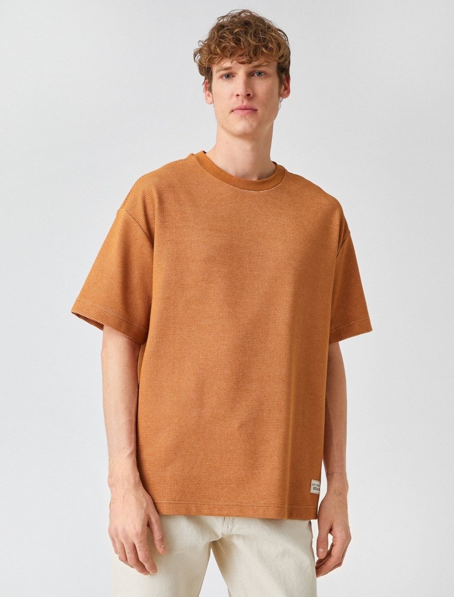 Heavy Relaxed Short Sleeve T-Shirt in Orange - Usolo Outfitters-KOTON