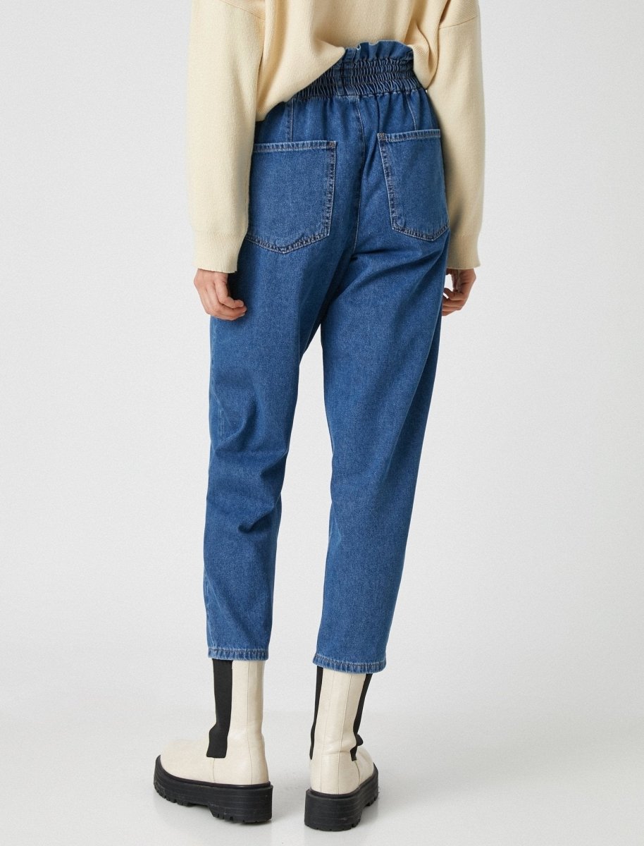 Hi-Waisted Paperbag Jogger Jeans in Indigo - Usolo Outfitters-KOTON