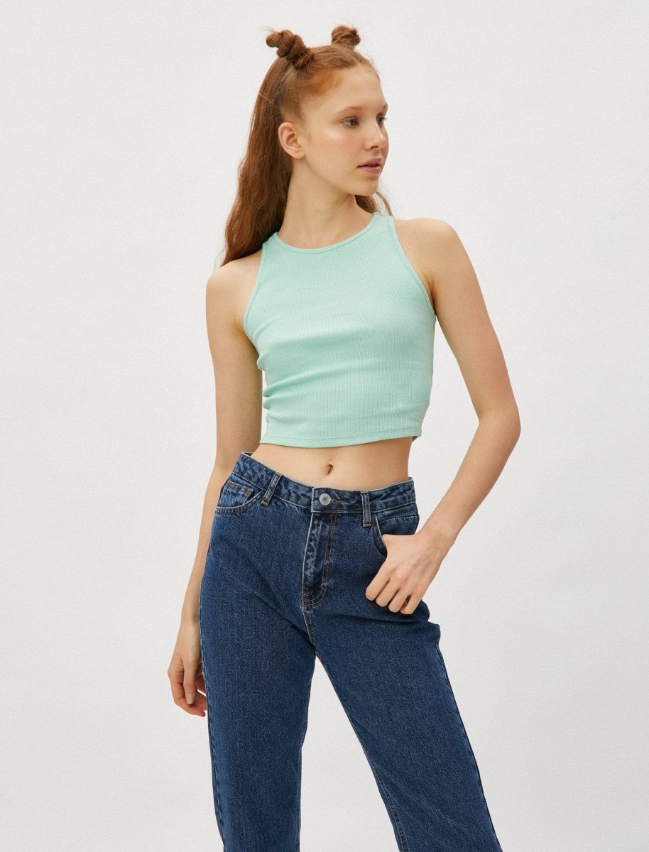 High Neck Crop Tank in Mint - Usolo Outfitters-KOTON