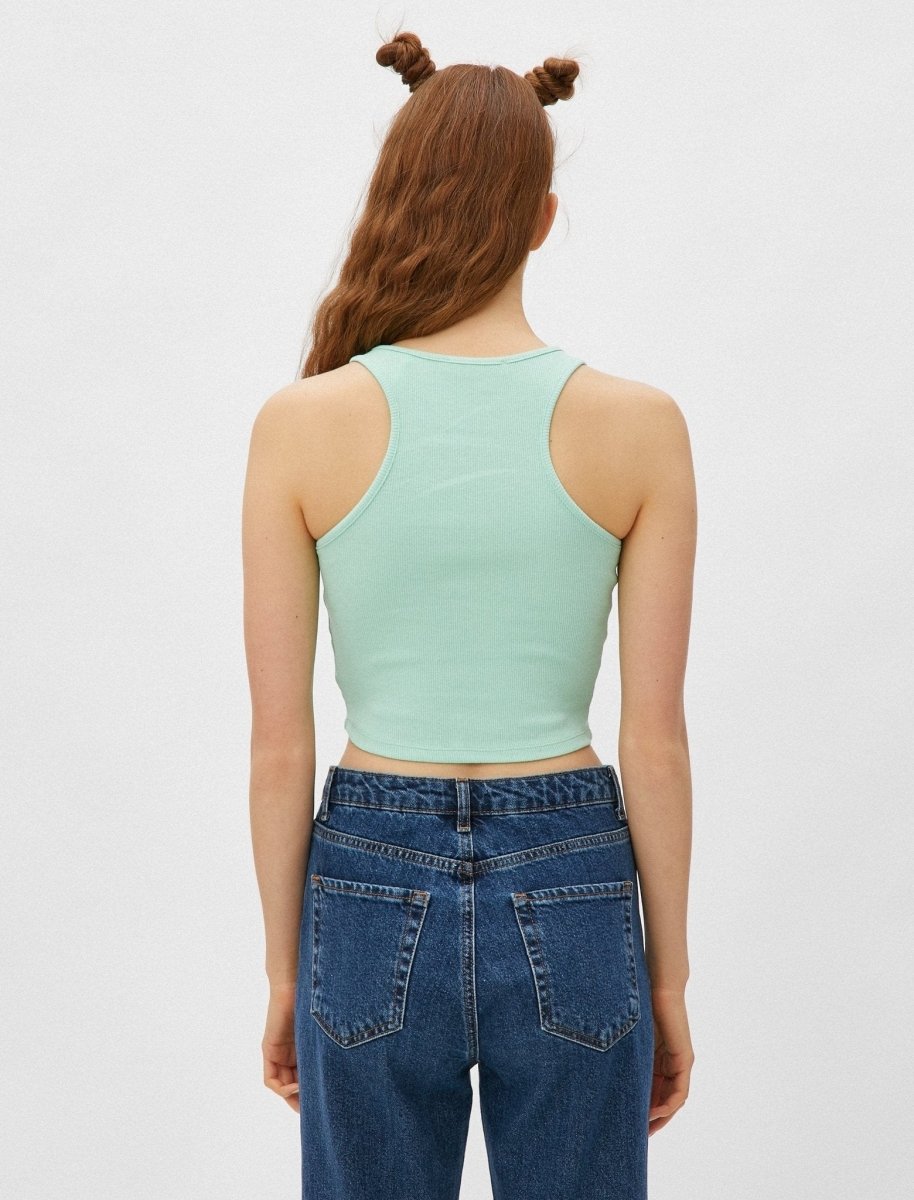 High Neck Crop Tank in Mint - Usolo Outfitters-KOTON