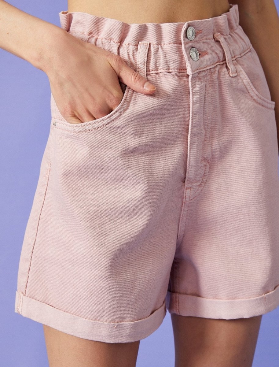 High Rise 4" Paperbag Shorts in Rose - Usolo Outfitters-KOTON