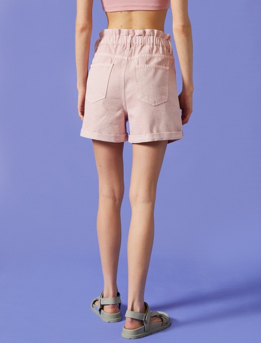 High Rise 4" Paperbag Shorts in Rose - Usolo Outfitters-KOTON
