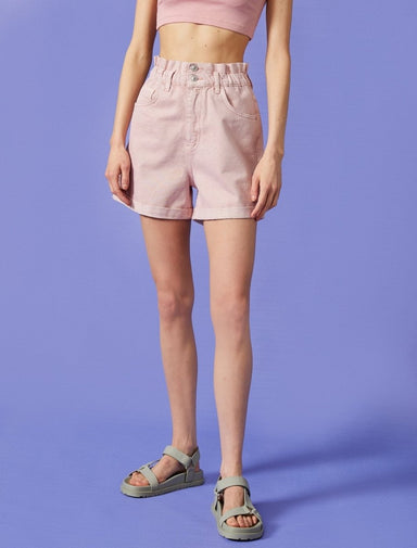 High Rise 4" Paperbag Shorts in Rose - Usolo Outfitters-KOTON