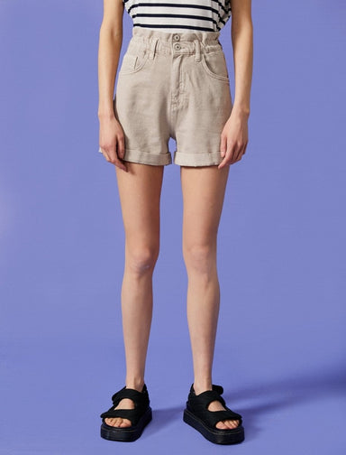 High Rise 4" Paperbag Shorts in Sand - Usolo Outfitters-KOTON