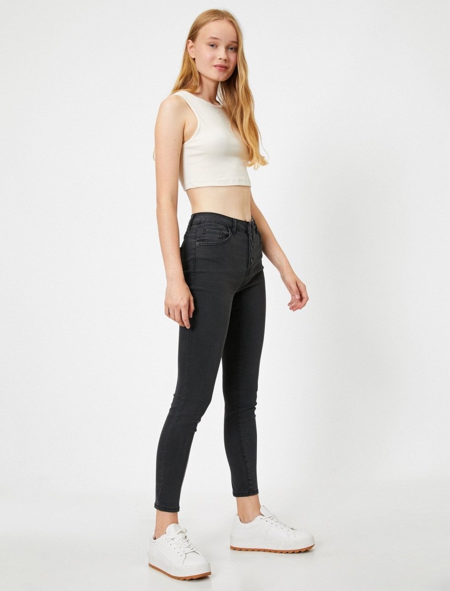 High-Rise Skinny in Charcoal - Usolo Outfitters-KOTON
