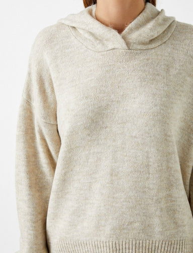 Hooded Soft Sweater in Beige - Usolo Outfitters-KOTON