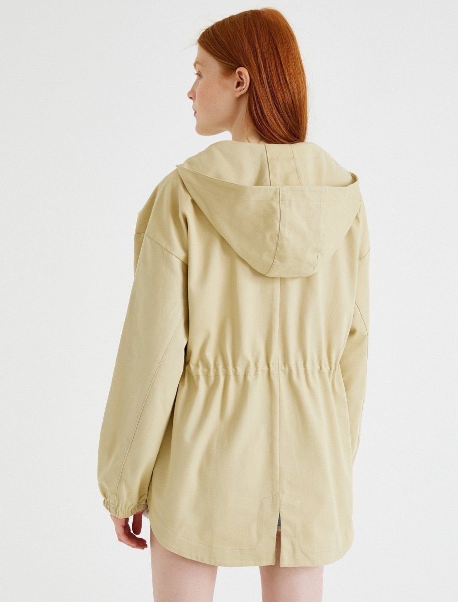 Hooded Twill Windcoat in Sage - Usolo Outfitters-KOTON