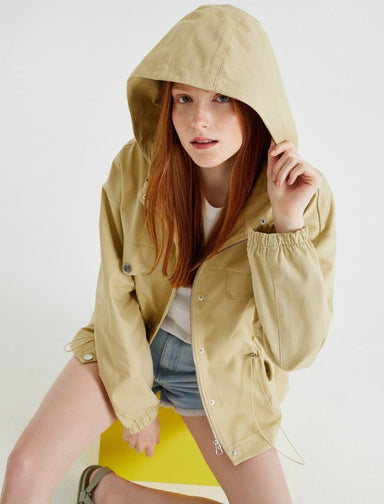 Hooded Twill Windcoat in Sage - Usolo Outfitters-KOTON