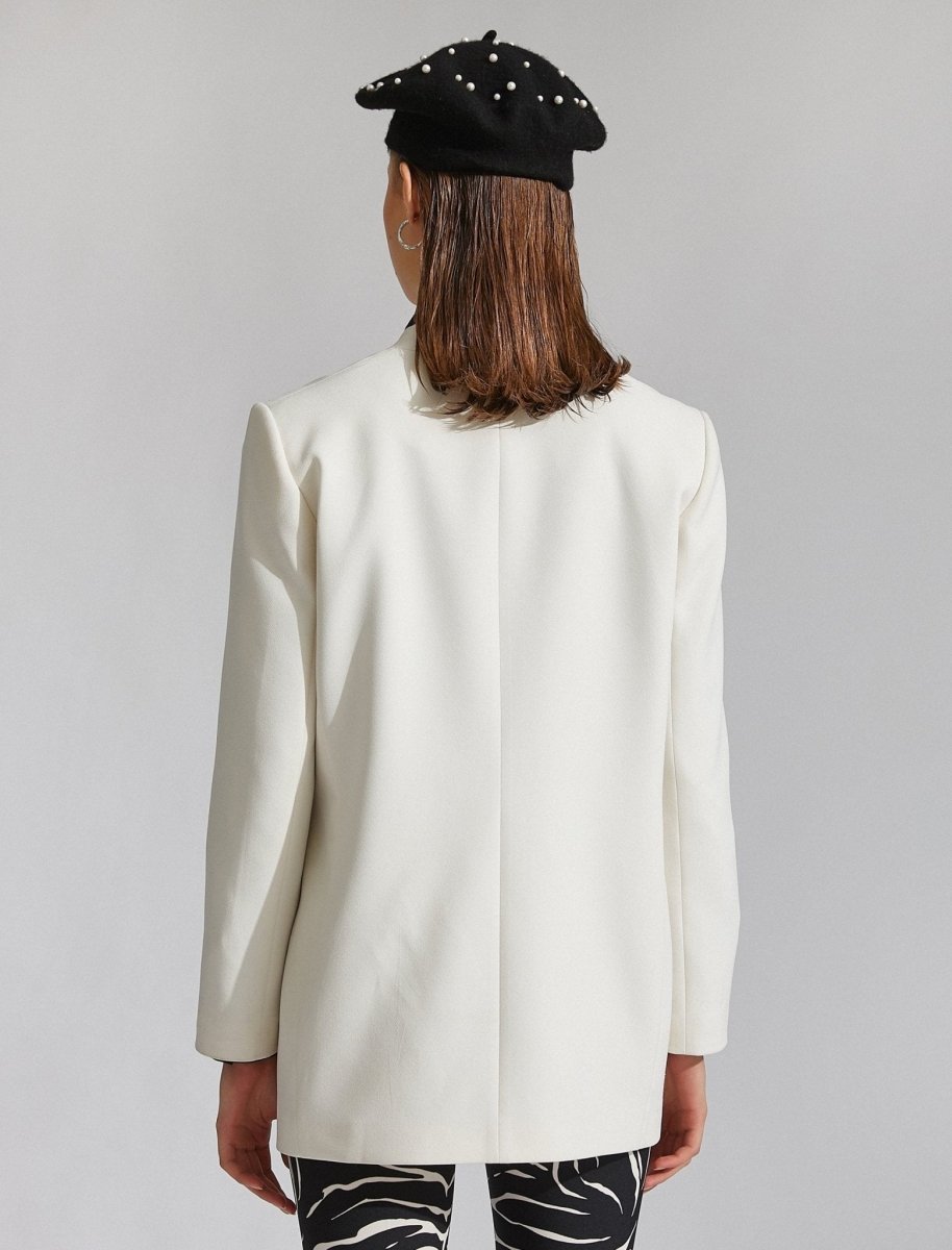 Inverted Lapel Oversize Blazer in White - Usolo Outfitters-KOTON