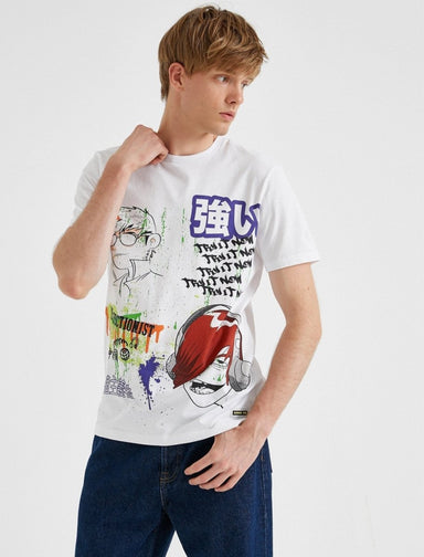 T-shirt graphique anime japonais en blanc - Usolo Outfitters-KOTON