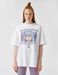 T-shirt japonais Oversize Anime Girl en blanc - Usolo Outfitters-KOTON