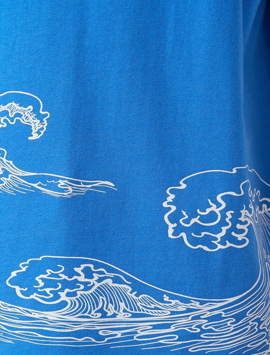 Japanese Waves Graphic T-shirt in Blue - Usolo Outfitters-KOTON