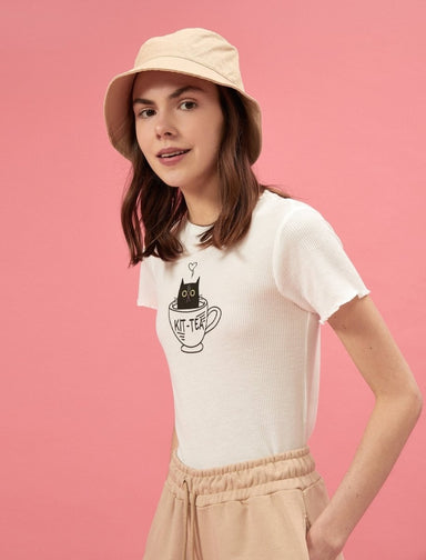 Kit-Tea Crop T-Shirt in White - Usolo Outfitters-KOTON