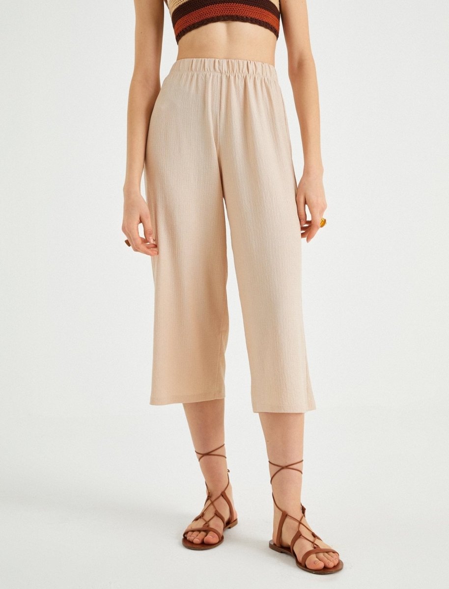Knit Culotte Pants in Beige - Usolo Outfitters-KOTON