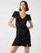 KOTON DRESSES Lace-Up Back Floral Dress in Black Usolo_Outfitters