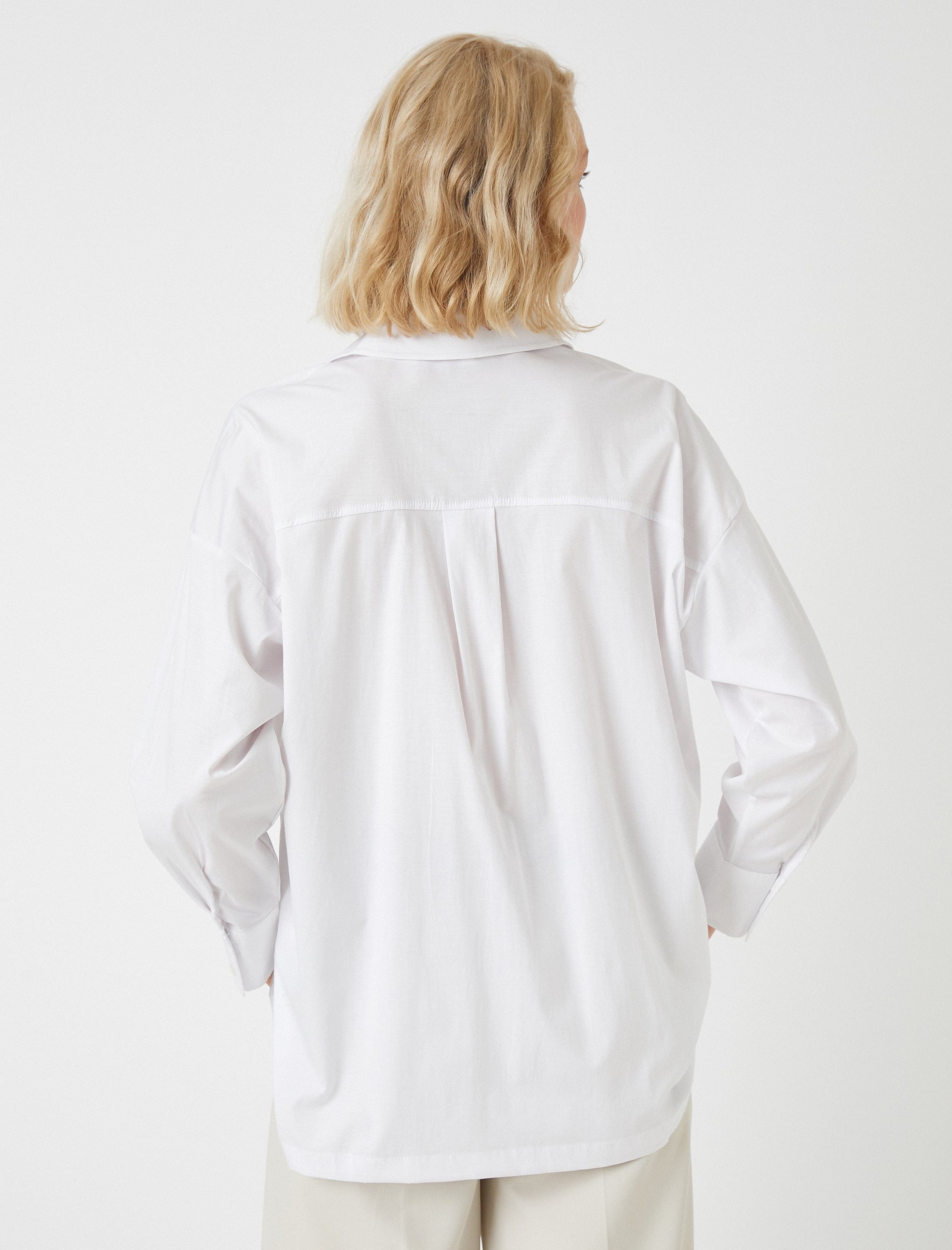 KOTON SHIRTS Oversized Button Up Dress Shirt in White Usolo_Outfitters