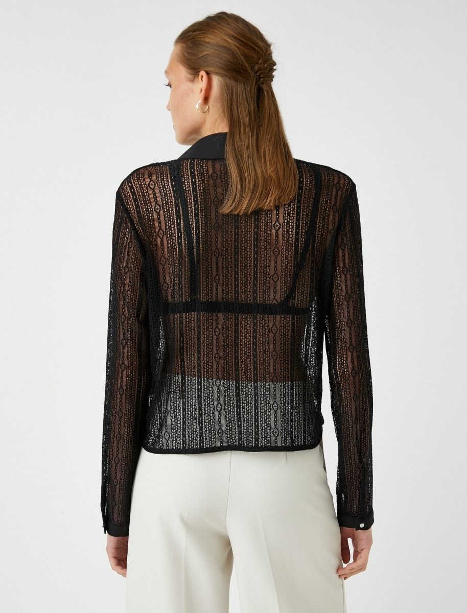 Lace Long Sleeve Top in Black - Usolo Outfitters-KOTON