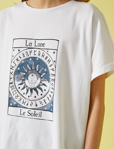 Le Soleil Oversize T-Shirt in White - Usolo Outfitters-KOTON