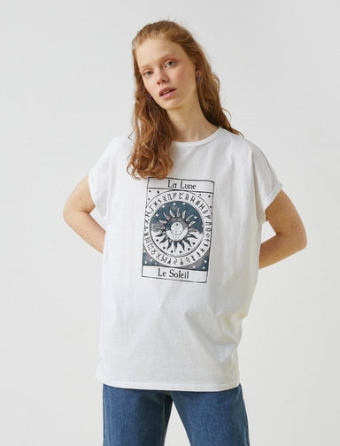 T-shirt oversize Le Soleil en blanc - Usolo Outfitters-KOTON