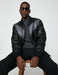Leather Bomber Jacket in Black - Usolo Outfitters-KOTON