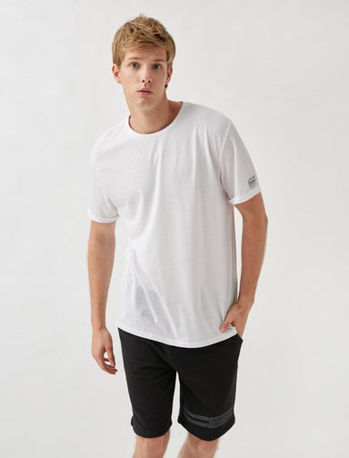 Long Fit Crew Neck T-Shirt in White - Usolo Outfitters-KOTON