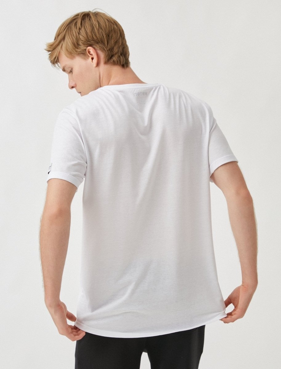 Long Fit Crew Neck T-Shirt in White - Usolo Outfitters-KOTON