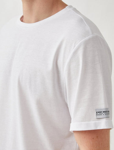 Long Fit Crew Neck T-Shirt in White - Usolo Outfitters-KOTON