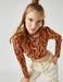 Long Sleeve Crop Top in Orange Swirl - Usolo Outfitters-KOTON