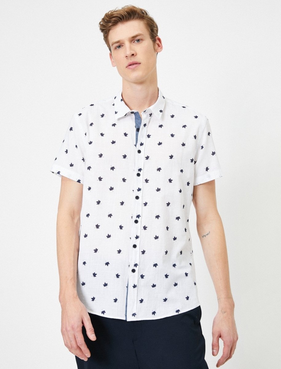 maple leaf dress shirt Rails Brown Japanese Maple Leaf Print Short Sleeve Button Up Shirt Taelor.Style