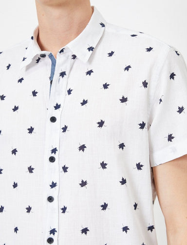 Maple Leaf Printed SS Shirt in White - Usolo Outfitters-KOTON